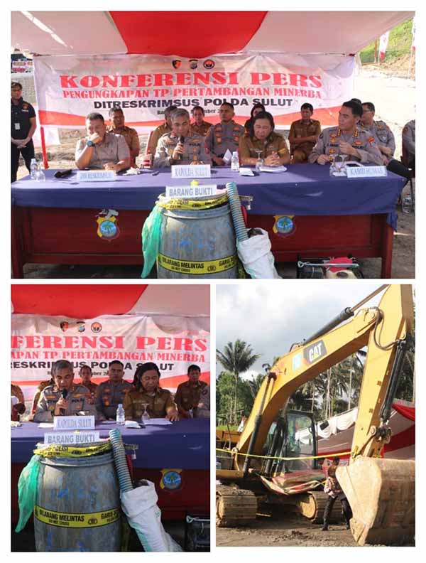
 Subdit Tipidter Polda Sulut Ungkap Tindak Pidana Pertambangan Minerba Ilegal di Minahasa Tenggara