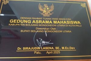 Prasasti Asrama Mahasiwa Bolmong Utara Di Kota Palu