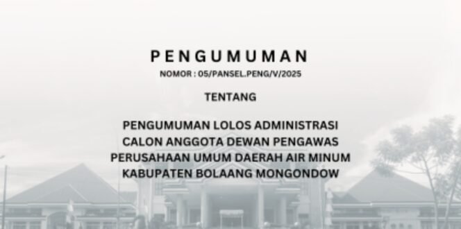 
Ini 15 Peserta yang Lolos Seleksi Administrasi Calon Dewan Pengawas Perumda Air Minum