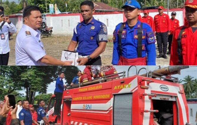 
Wabup Dony Serahkan Langsung 1 Unit Damkar di Kecamatan Dumoga Timur