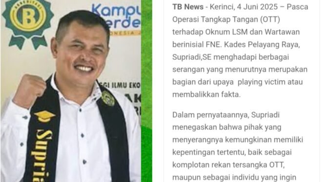 
Kades Pelayang Raya Diduga Korupsi, Gabungan LSM Dan Media Akan Gelar Aksi di Kejari Sungai Penuh