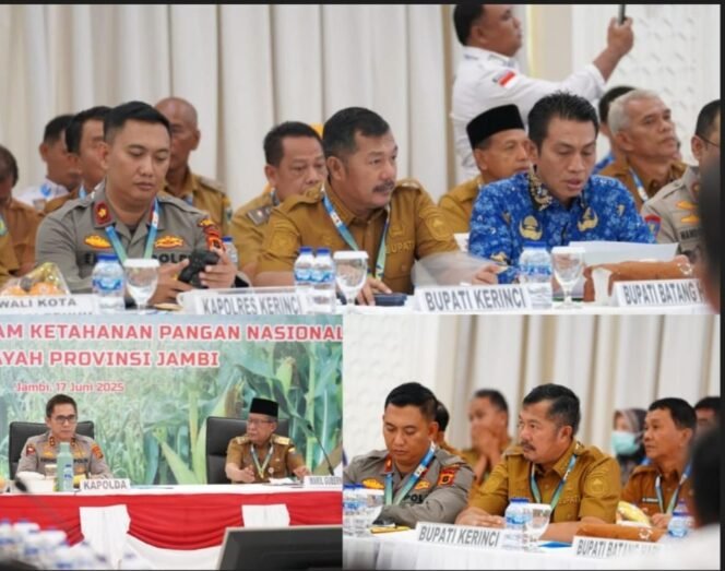 
Sinergi Daerah Dukung Ketahanan Pangan,Bupati Kerinci Monadi Hadiri Rakor Sektoral Polda Jambi