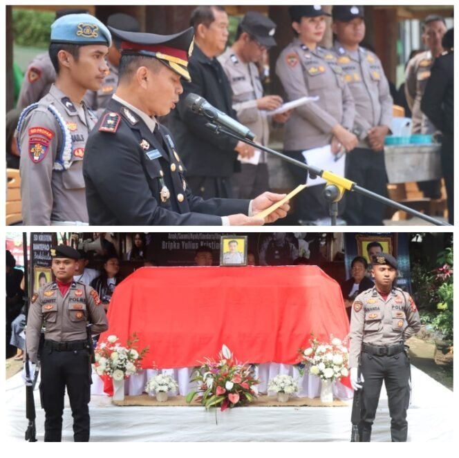 
Wakapolres Torut Pimpin Upacara Persemayaman Jenazah Alamrhum BRIPKA Yulius Kristian Ramba Secara Dinas Kepolisian
