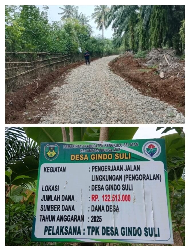 
HOK Rendah Warga Protes! Pengoralan Jalan Lingkungan  Desa Gindo Suli Kecamatan Bungamas Diduga Di Korupsi