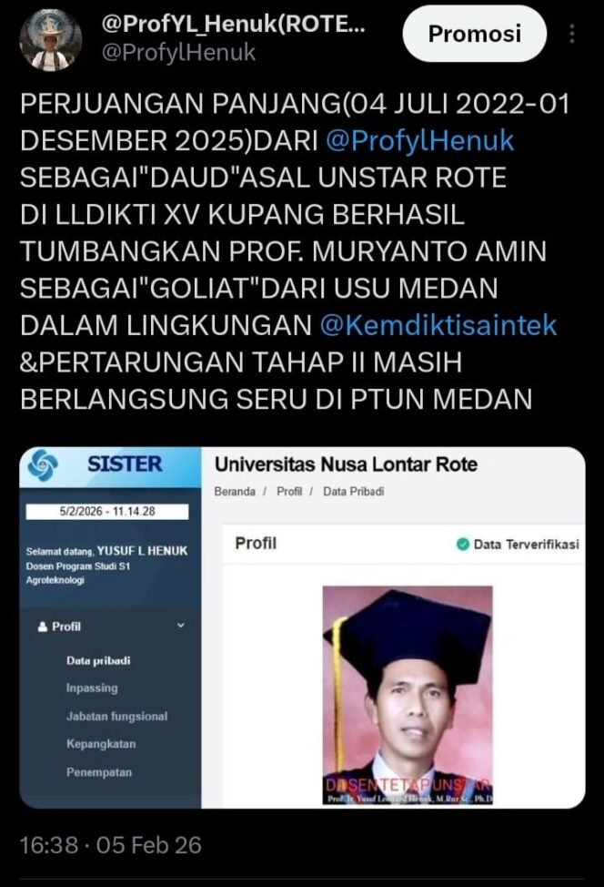 
Yusuf L Henuk Klaim Kalahkan Prof. Muryanto Amin dalam Perjuangan 3 Tahun Lebih