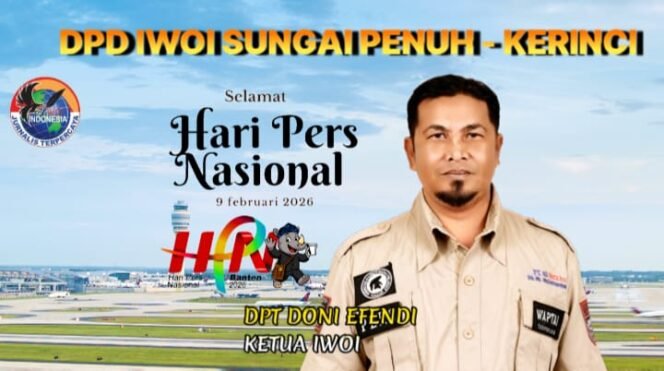 
Peringati HPN 2026, DPD IWOI Sungai Penuh–Kerinci Tegaskan Peran Pers sebagai Pilar Demokrasi.