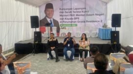 Foto : Konferensi Pers, dari kiri ke kanan Christo Kalumata Kepala Bagian Prokopim, Adi Sucipto Pimpinan PT. Garda Bangun Sejahtera, Joice Taroreh, ST.,M.Si Kepala Dinas Perumahan Rakyat dan Kawasan Permukiman (Perkim) Kota Tomohon