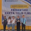 Foto - Kepsek SMA Kristen Eben Haezar Manado Ketty  Evellin Lengkong S.Sos .M.Pd ( kedua dari kanan) dan dua Siswa usai Ujian Presentasi Karya Tulis Ilmiah