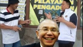 Foto Insert Albert Kuhon, SH, dengan latar belalakang foto Donald Kuhon, S.Sos dan Jemmy Sendu, S.Kom