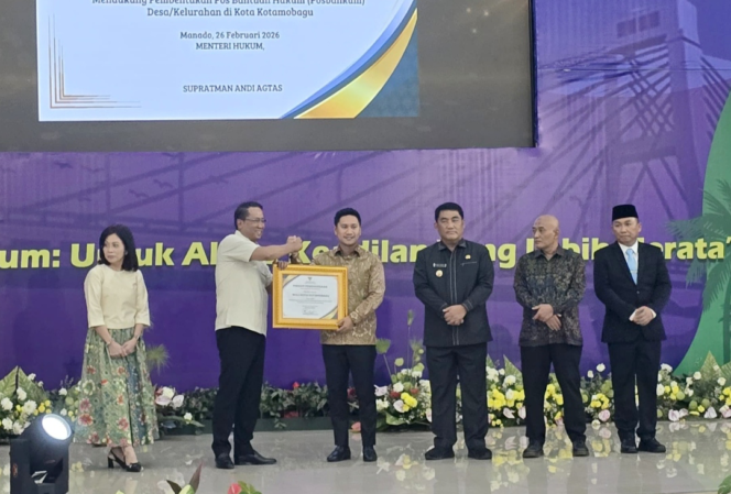 
Ribuan Posbankum se-Sulut Diresmikan, Pemkot Kotamobagu Terima Penghargaan dari Menteri Hukum