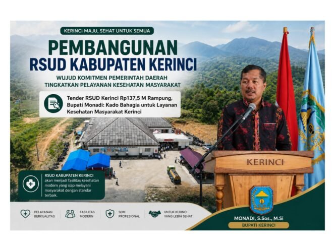 
RSUD Kerinci Resmi Dibangun Tahun 2026, Nilai Rp. 137,5 M, Bupati Monadi : Kado Bahagia Untuk Pelayanan Kesehatan Kerinci