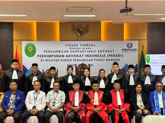 
DPN Peradi Gelar Pengambilan Sumpah dan Janji Advokat Wilayah Hukum Pengadilan Tinggi Manado