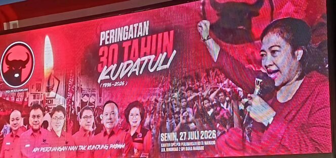 
PDIP Sulut Peringati 30 Tahun Peristiwa Kudatuli. Stewen Kandouw : Kader Harus Berpolitik Beradab dan Tetap Solid Bersama Rakyat
