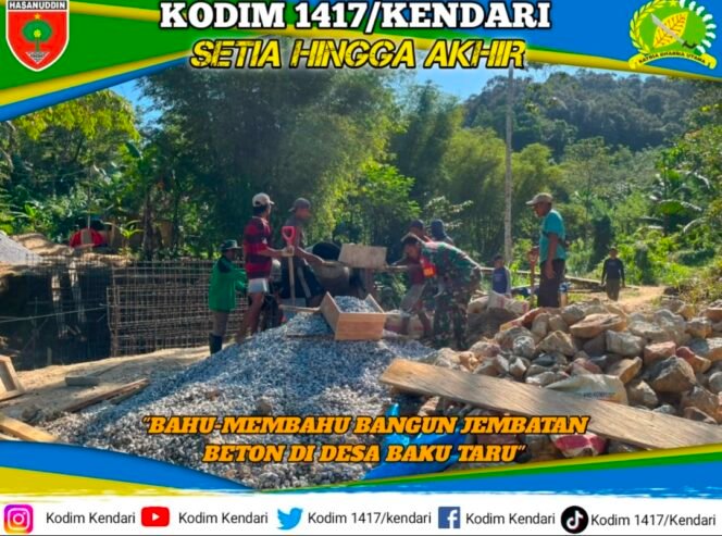 
Sinergi TNI AD-Rakyat, Babinsa Koramil 1417-10/Moramo Dan Warga Bahu-Membahu Bangun Jembatan Beton Di Desa Baku Taru