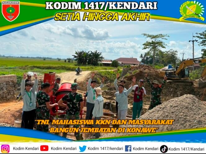 
Sinergi Tanpa Batas, Babinsa Koramil 1417-02/Wawotobi Bersama Mahasiswa IAIN Kendari Dan Warga Gotong Royong Cor Jembatan Tahap V Di Konawe