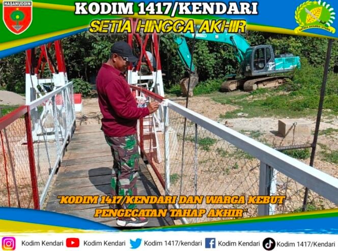 
Jembatan Perintis Garuda Makin Cantik, Kodim 1417/Kendari Dan Warga Kebut Pengecatan Tahap Akhir