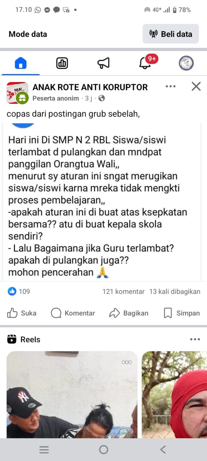
GURU  HARUS TAHU DIRI! Aturan SMP N 2 RBL Bikin Geram Siswa Terlambat Langsung Dipulangkan, Warga Tuntut Guru Terlambat POTONG GAJI Atau pulang Juga!