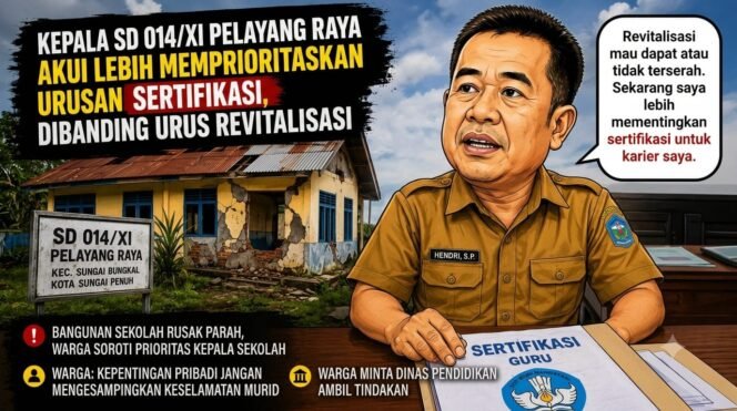 
Kepala SD 014/XI Pelayang Raya Akui Lebih Memprioritaskan Urusan Sertifikasi, Dibanding Perjuangkan Revitalisasi