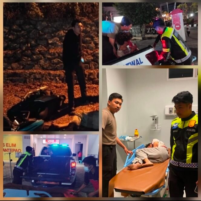 
15 Menit Tiba di TKP, Polisi Evakuasi Dua Korban Lakalantas di Kesu’