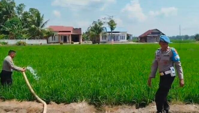 
Polres Palopo Salurkan Air ke Sawah Warga Pentojangan