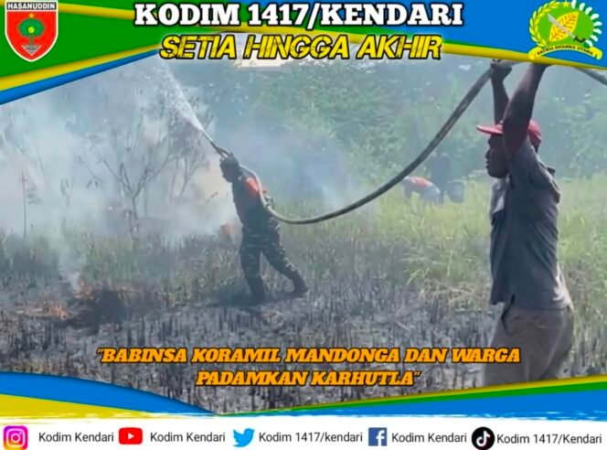 
Karhutla di Korumba, Babinsa Koramil 1417-08/Mandonga Turun Padamkan Api