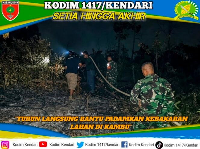 
Kebakaran Lahan Ancam Permukiman, Babinsa Koramil 1417-11/Poasia Bergerak Cepat