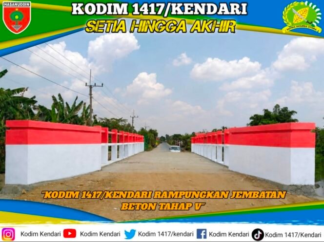 
Kodim 1417/Kendari Rampungkan Jembatan Beton Tahap V di Desa Linonggaasi