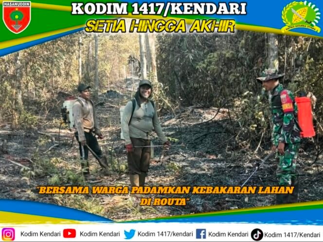 
Kebakaran Lahan di Routa, Babinsa Koramil 1417-06/Unaaha Bersama Warga Bergerak Padamkan Api