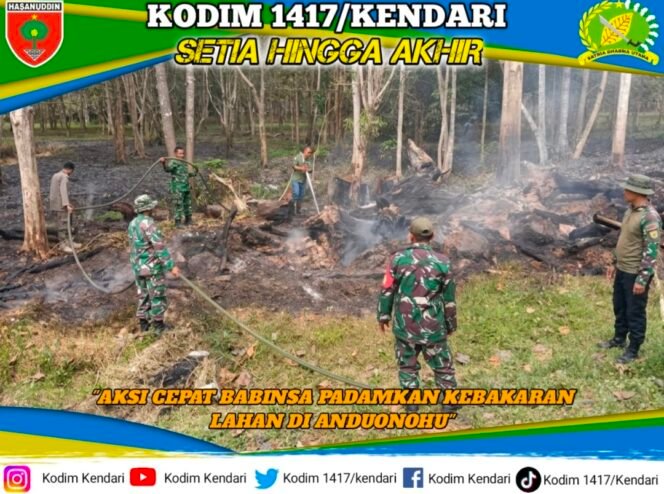 
Patroli, Babinsa Koramil 1417-11/Poasia Temukan dan Padamkan Kebakaran Lahan
