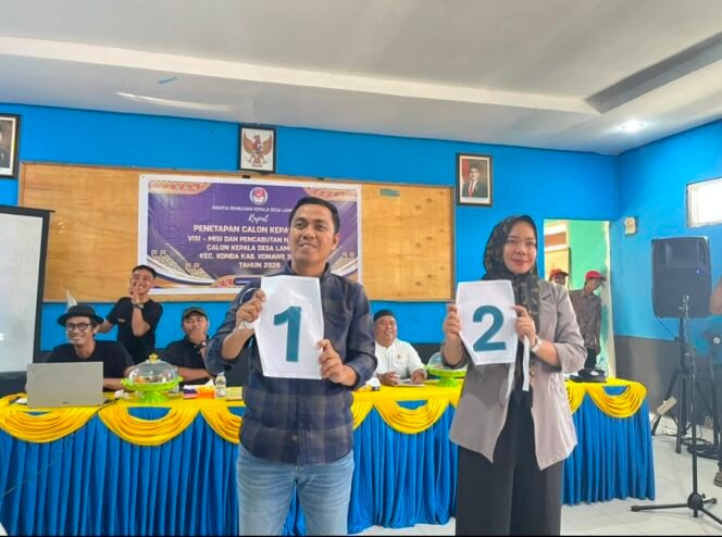 
Pilkades Lamomea, Rinto Harahap Nomor Urut 1 dan Weni Widya Astuti Nomor Urut 2