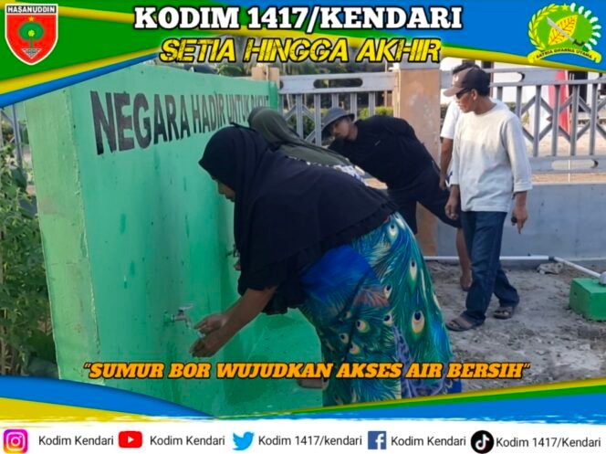 
Warga Desa Awunio Nikmati Air Bersih dari Program Sumur Bor TNI AD