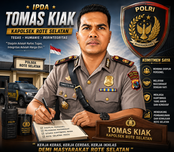 
RESMI JADI KAPOLSEK ROTE SELATAN, IPDA THOMAS KIAKH BIDIK DISIPLIN PERSONEL: “KALAU SUDAH DISIPLIN, TUGAS PASTI LANCAR”