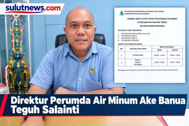 
Musim Kemarau, Perumda Air Minum Ake Banua Atur Jadwal Pelayanan di Tahuna Timur