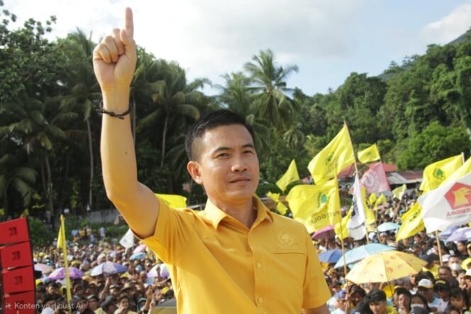
Keterangan foto: Alfrets Ronald Takarendehang (ART) saat menjabat Ketua Tim Pemenangan Golkar pada Pemilu 2024. Di bawah kepemimpinannya, Golkar Sitaro berhasil memenangkan kontestasi politik, mulai dari tingkat daerah hingga nasional.